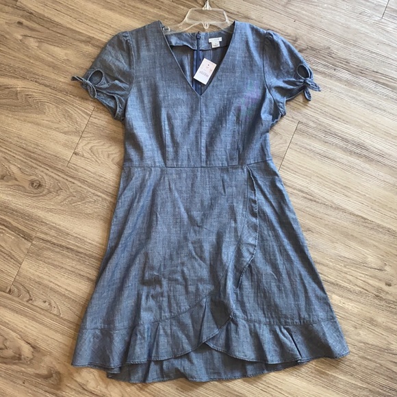 NWT JCrew faux wrap ruffle dress chambray size 10 - Picture 4 of 9